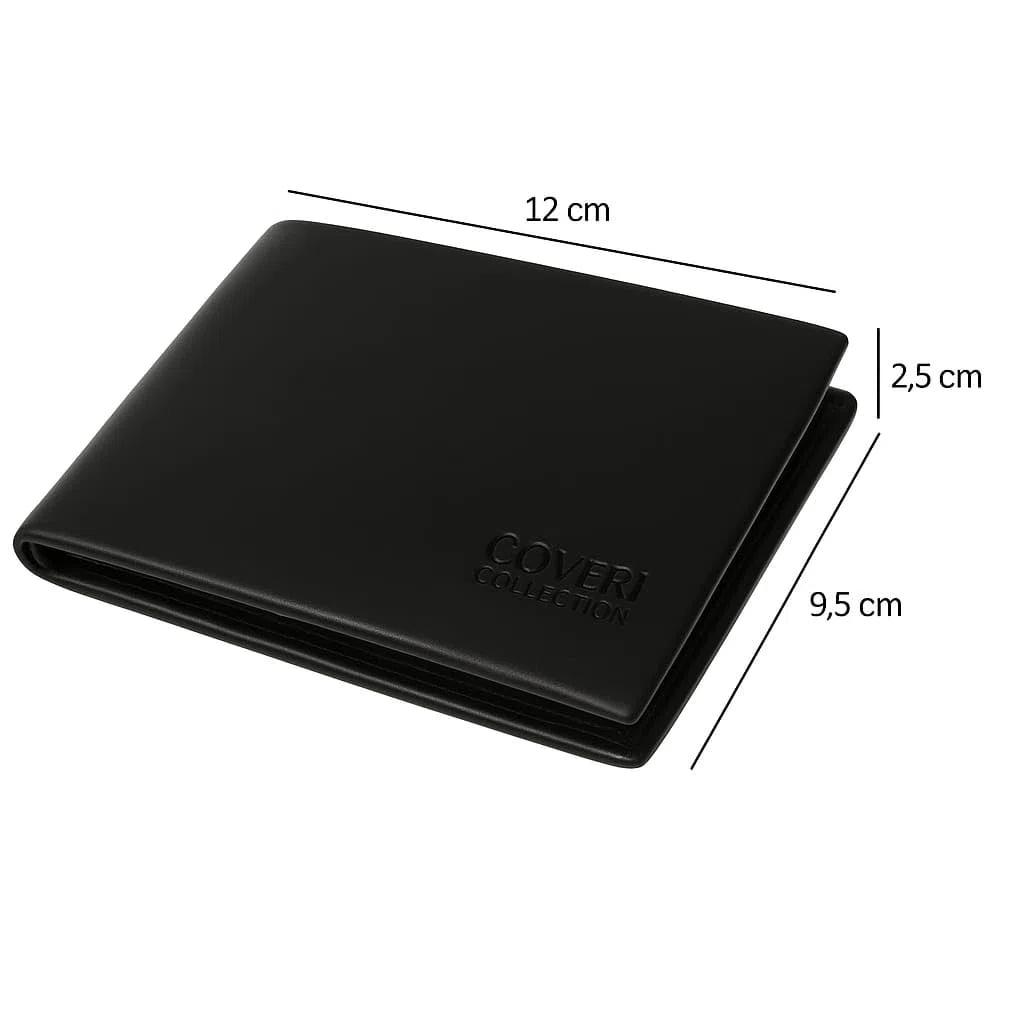 COVERI COLLECTION Portafoglio Uomo in Vera Pelle – Elegante e Resistente – Porta Carte, Documenti e Banconote – Confezione Regalo. (Nero)