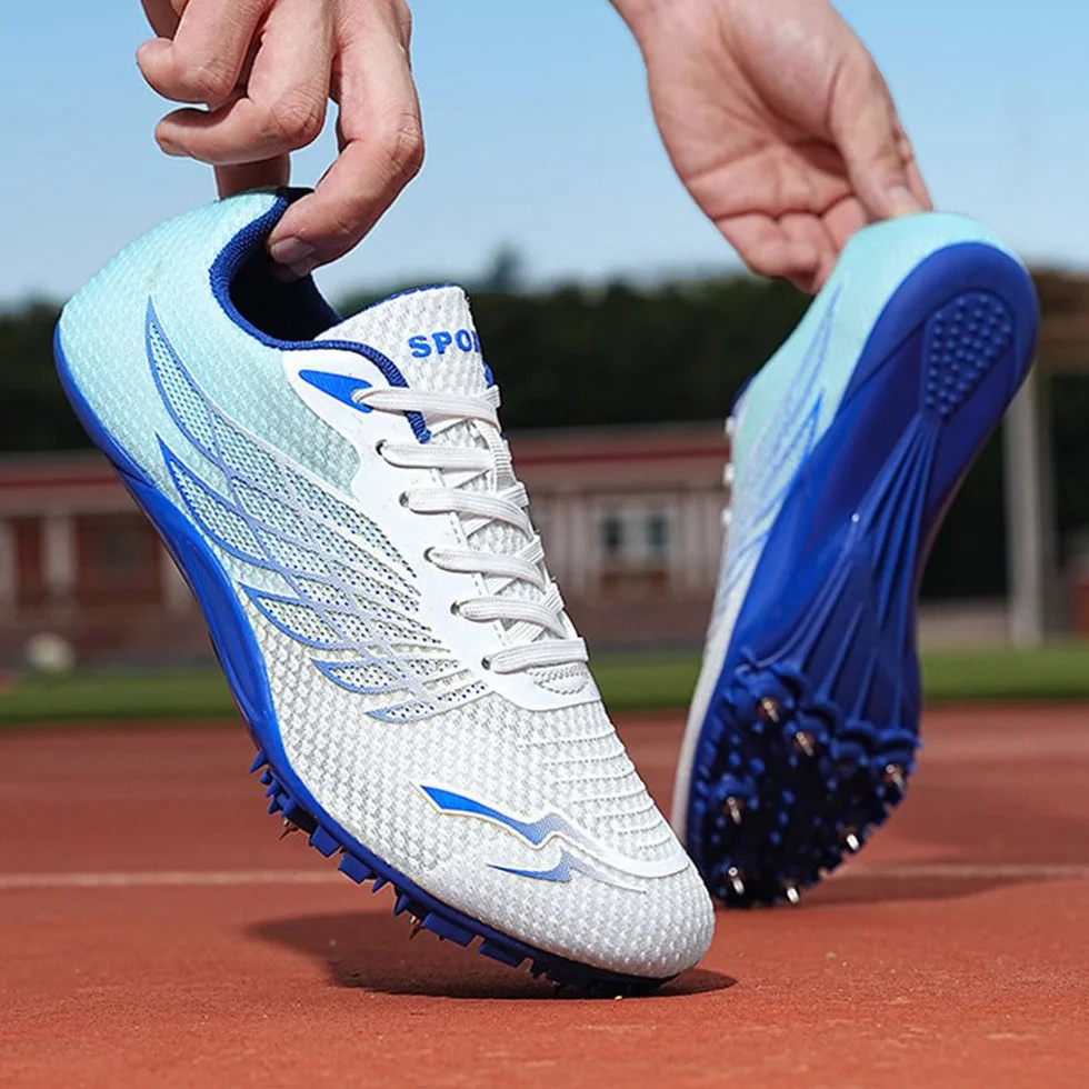 Scarpe da Atletica Leggera antiscivolo Unisex Scarpe da Atletica 8 Chiodi Spikes Tacchetti da Corsa Campestre Scarpe da Corsa Professionali da Competizione per Atletica,a media distanza,35-45 EU