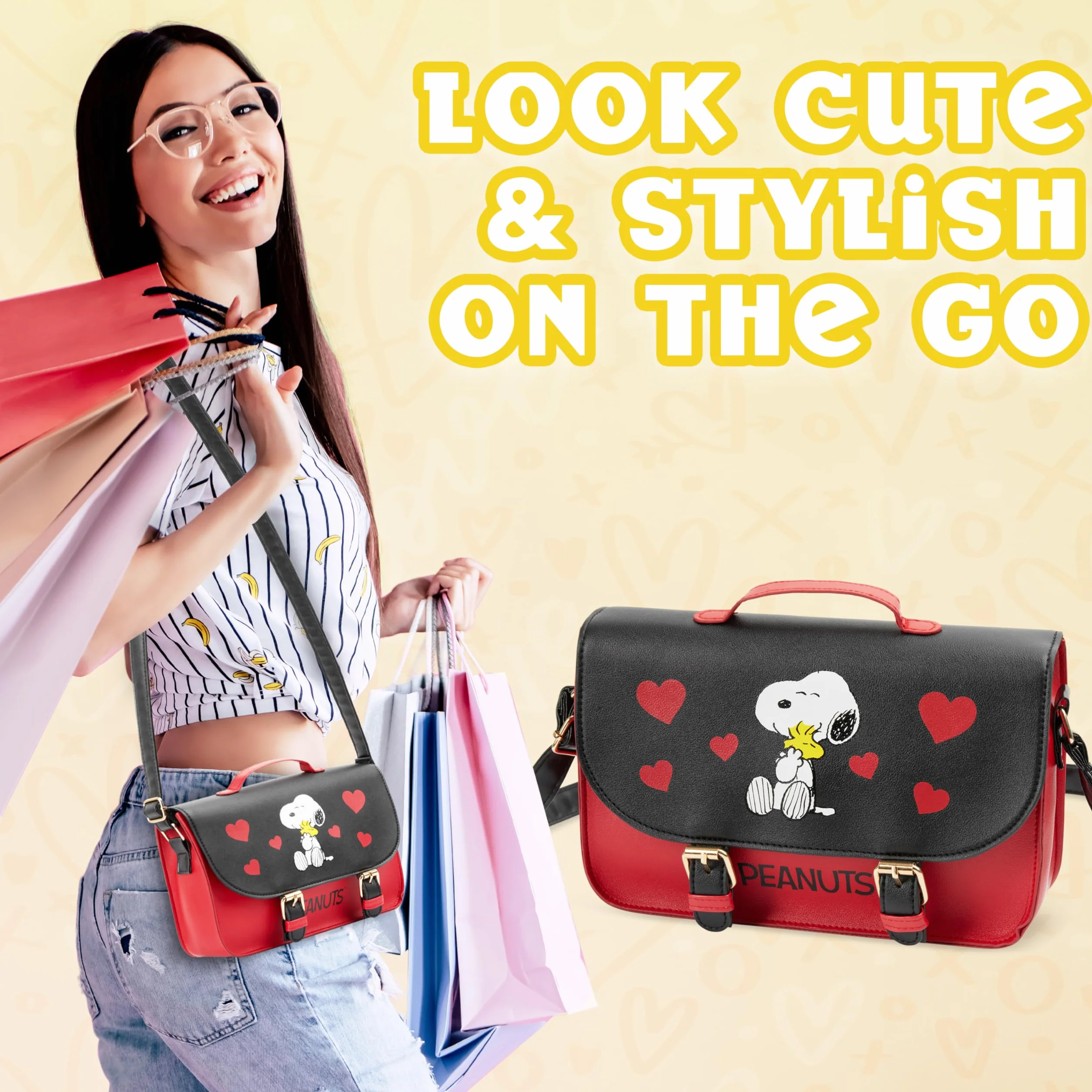 Peanuts Snoopy Tracolla Borsa Bambina Borsetta Ragazza Borsa Moda Donna, Idea Regalo per Lei