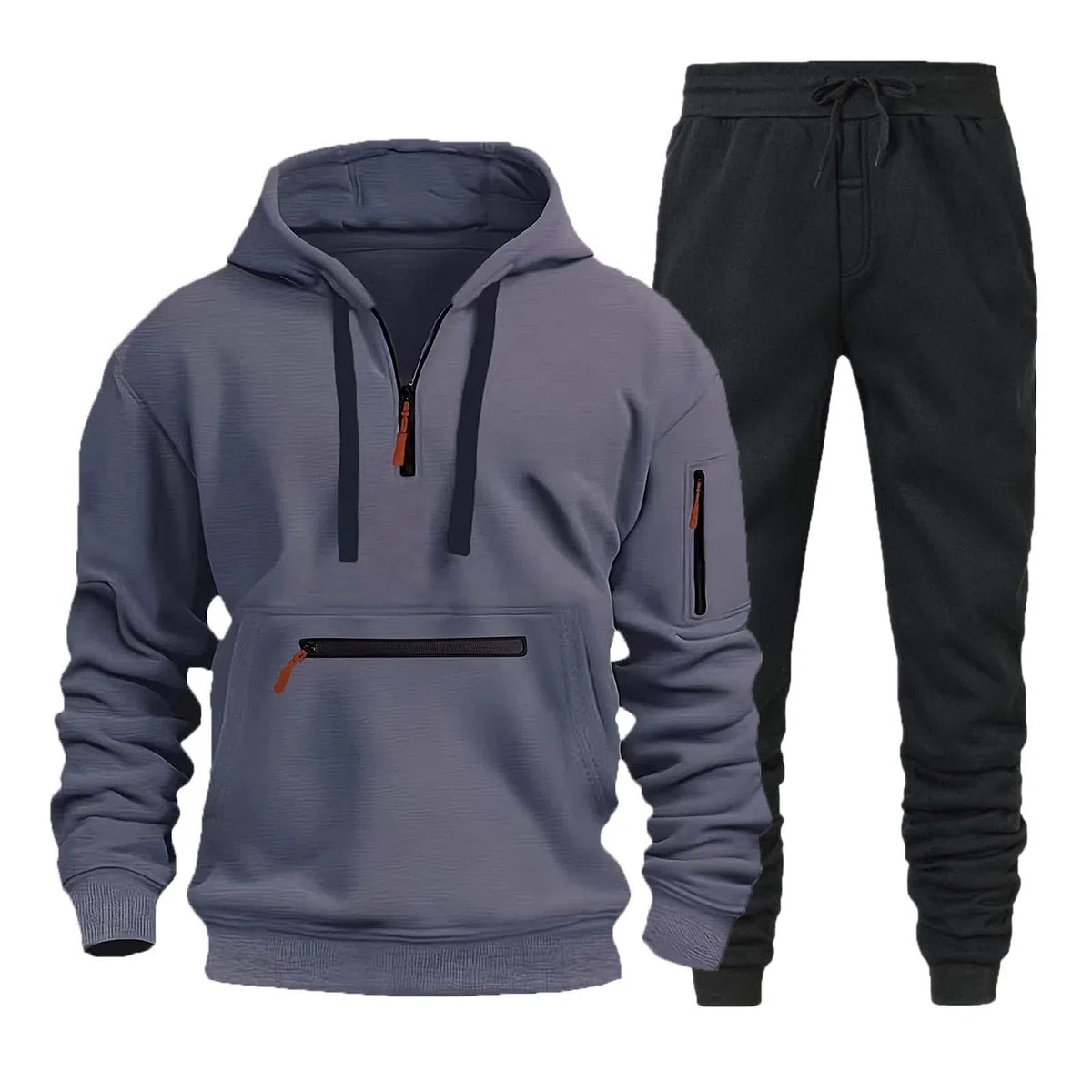 Giacca da Elegante alla Moda in Due Pezzi Autunnale da Uomo, Set di Felpa con Cappuccio e Set di Pantaloni Lunghi Casual Grigio Chiaro Pigiama di Marca