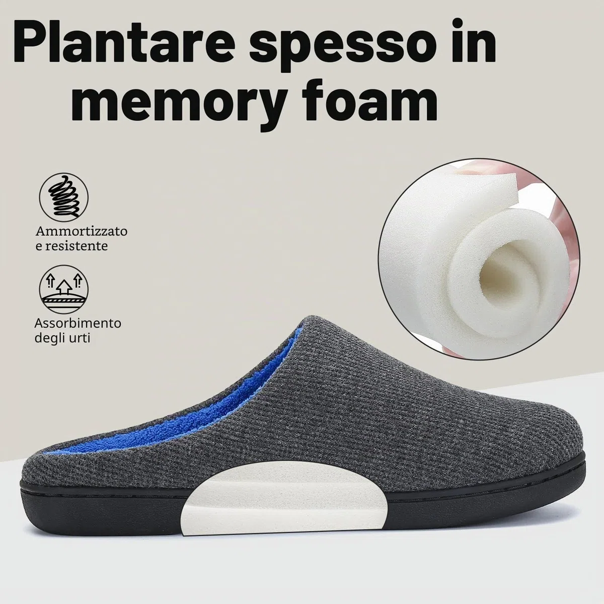 Mishansha Unisex Pantofole Donna Uomo Memory Foam Caldo Comode Antiscivolo Inverno Home Scarpe,36-47