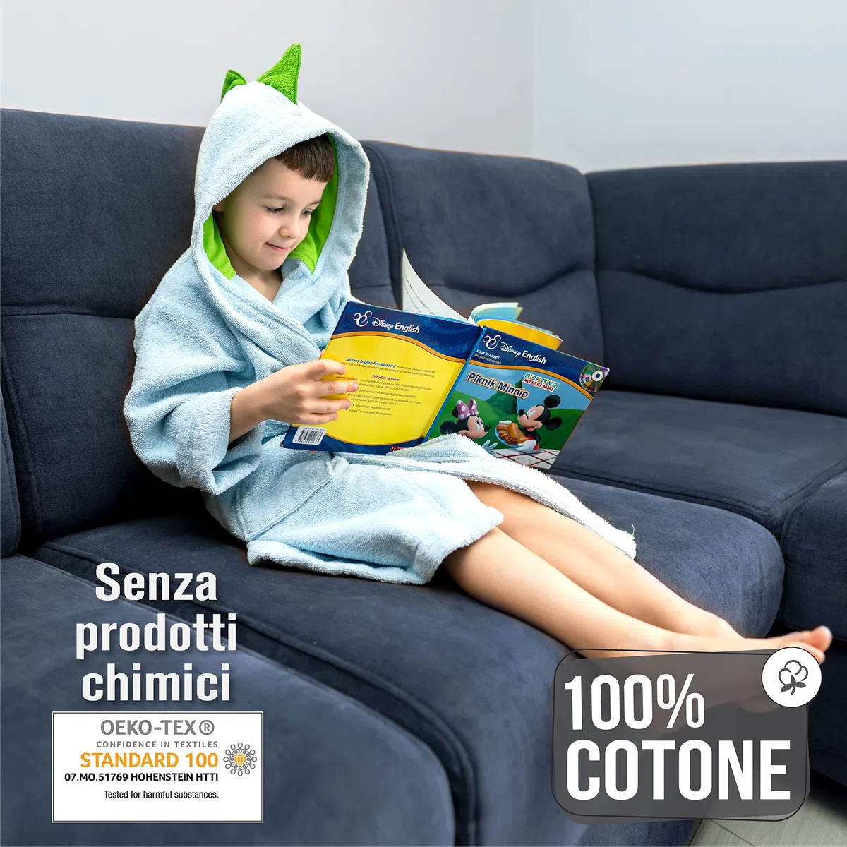 Twinzen - Accappatoio per Bambino e Bambina - Ragazza e Ragazzo - Senza Prodotti Chimici OEKO-TEX® - 100% Cotone - Accappatoio Doccia e Vestaglia Bambini