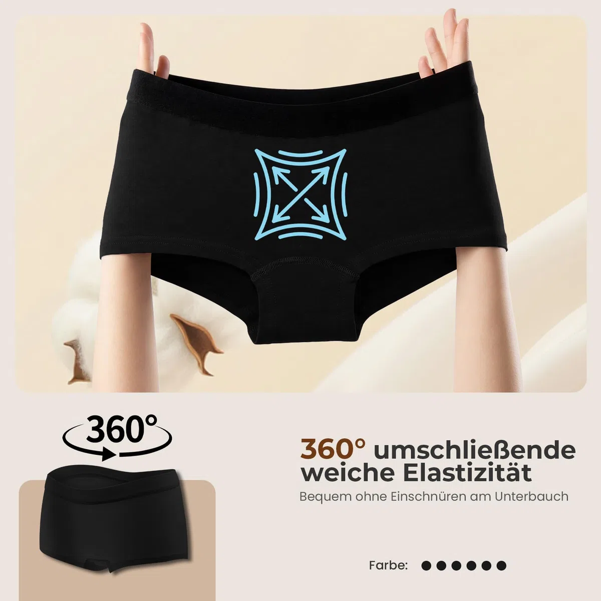 Desanlapi Mutande Boxer Donna Culotte Cotone Slip a Vita Media a Pantaloncino Cotone Shorts Intimo Sportivo Culotte Comode Pacco da 6