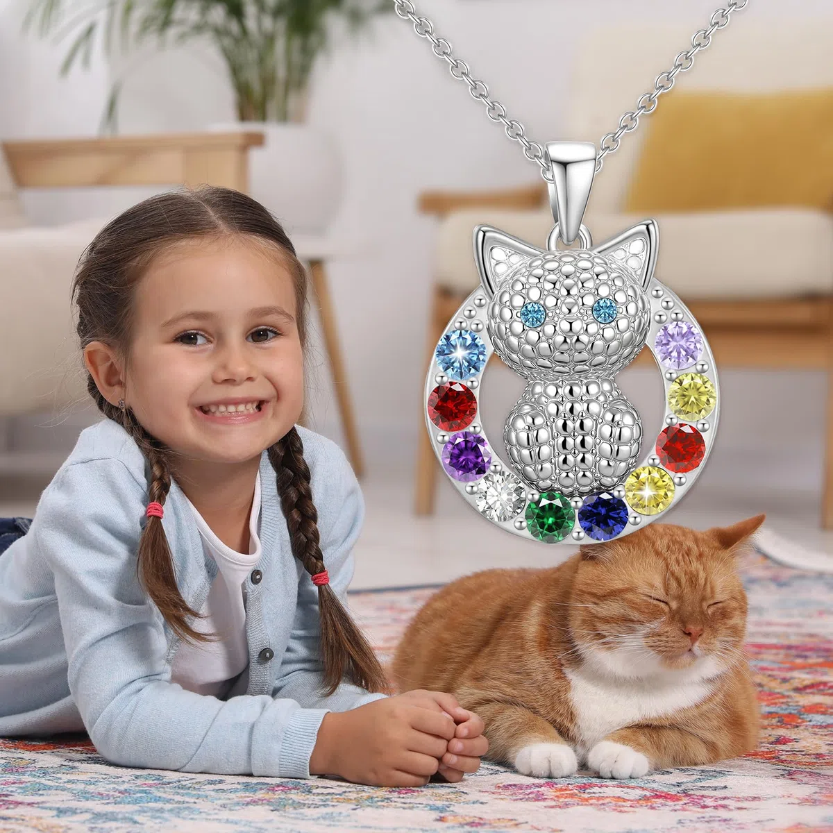 Esmoly Regali per Ragazze Cat Collane per Ragazze Carino Regali di Compleanno Regalo Donna Figlia Nipote 16+2 Pollici