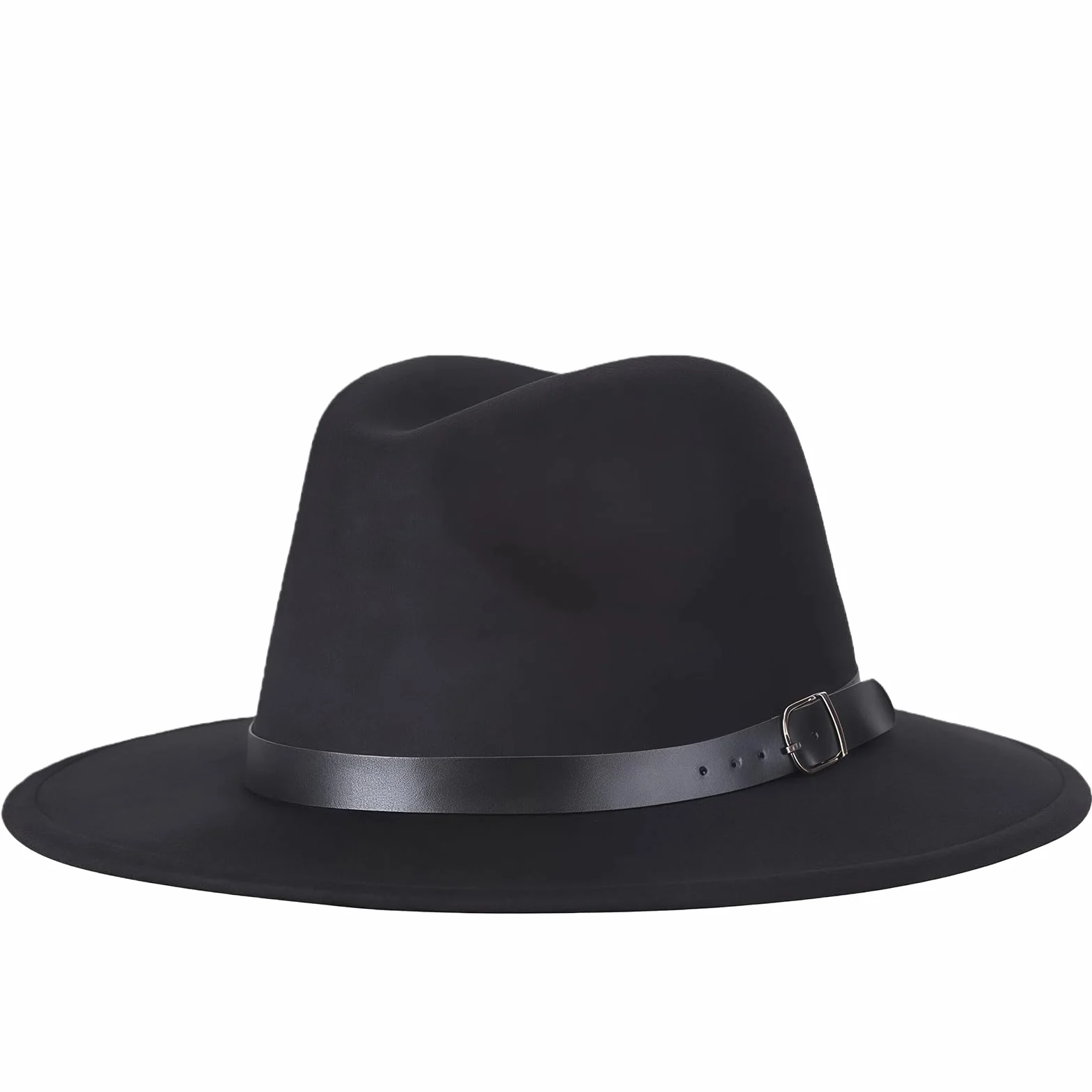 QUUPY Cappello Fedora classico a tesa larga con fibbia per cintura in feltro cappello Panama per donne uomini (rosso)