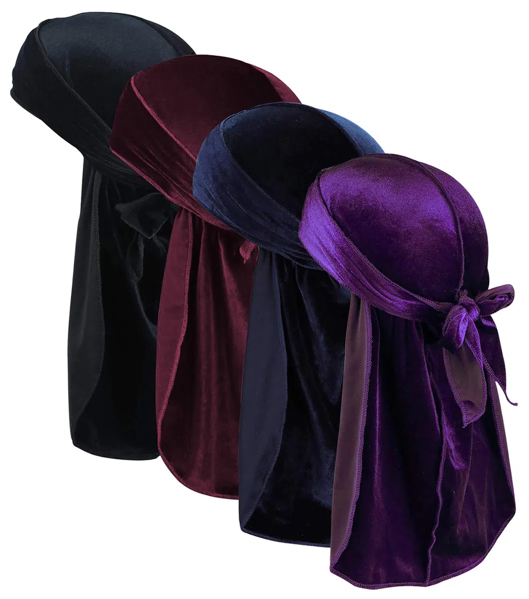 Velluto Durags per Uomini Onde 2/4 Paia Extra Lungo Coda Du-rag Più Colori Du Stracci per Onde per Onde
