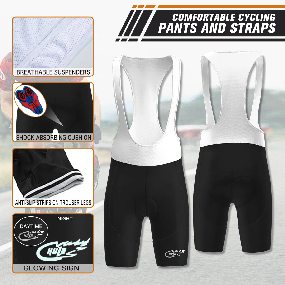 HULG Tuta Ciclismo Uomo,completo Uomo Manica Corta,completi Ciclismo Squadre,Tuta Da Triathlon Imbottita 9D, Traspirante E Ad Asciugatura Rapida, Ideale Per Allenamenti Di Ciclismo