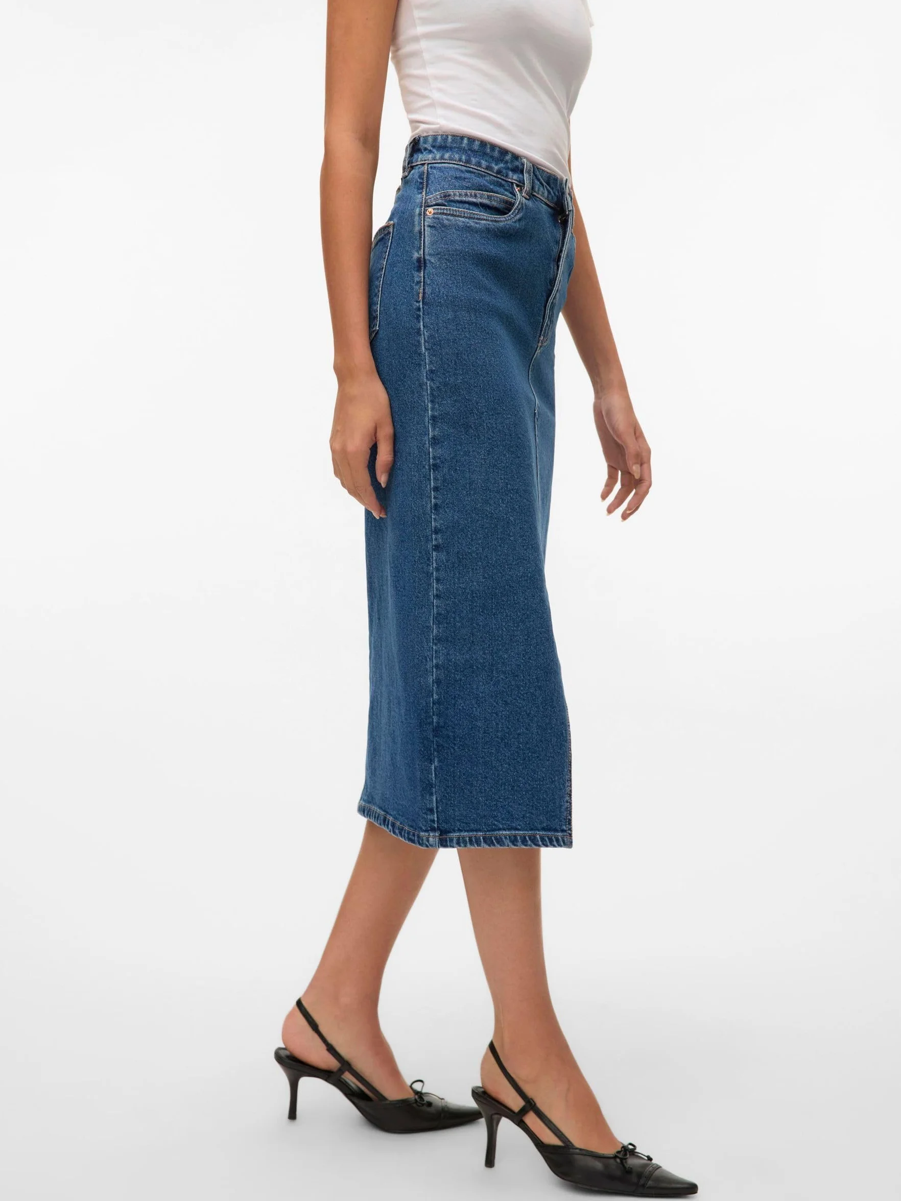 VERO MODA Denim Skirt VMVERI High Waist Midi Skirt