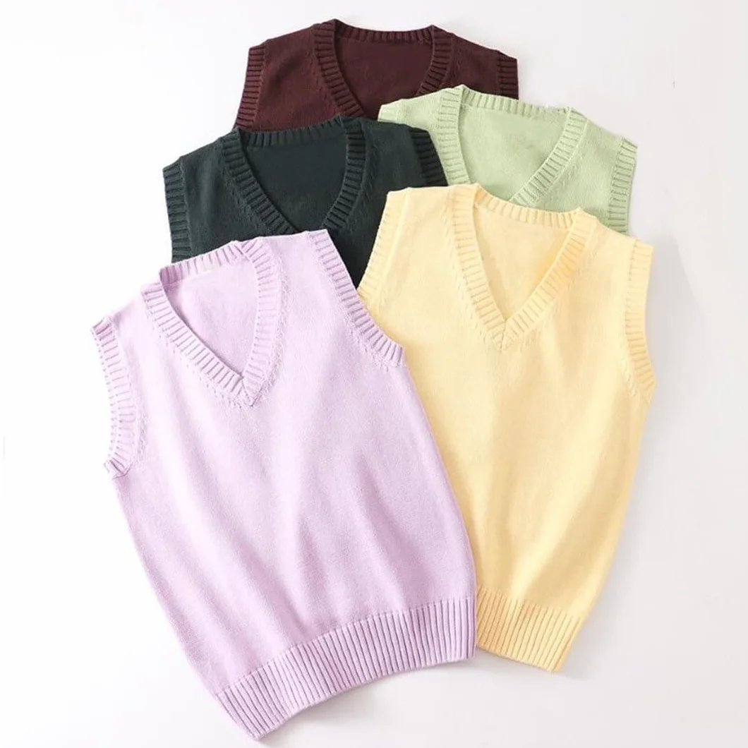 Maglione senza maniche da donna con scollo a V lavorato a maglia pullover gilet da donna top