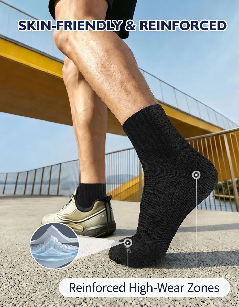 CLOSEMATE 6 Paia Calze Corte Uomo di Cotone Calzini Sportivi in Spugna per Corsa Quarter Running Socks