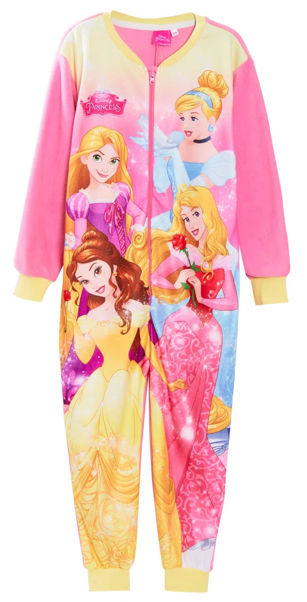Disney Pigiama a Tutina per Ragazze Princess per Bambini Pigiama in Pile con Cerniera