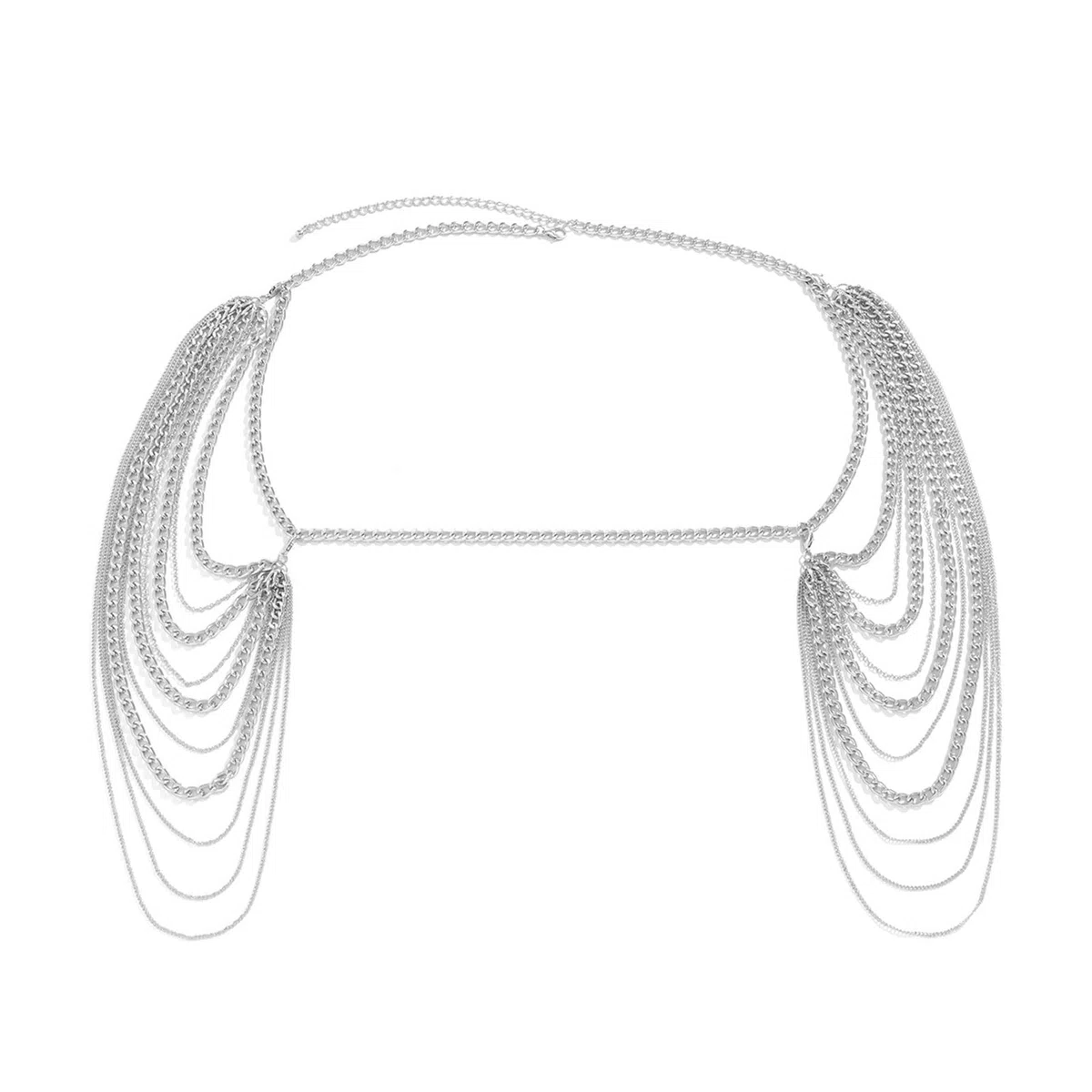 NICENEEDED Catena per Il Corpo della Spalla, Catene di Gioielli per Il Corpo con Collana Bikini Multistrato, Catene per Imbracatura per Il Corpo del Reggiseno Punk da Spiaggia per Donna