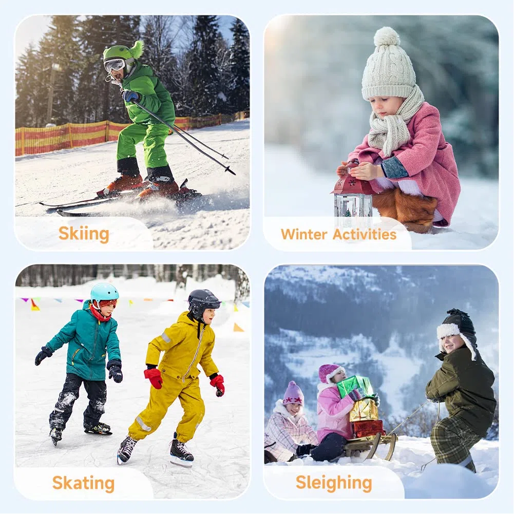 Findway Calze da Sci per Bambini,Calze Termiche per Bambini 85% Cotone Ragazzi Ragazze Calzini da Neve Traspirante Caldo Inverno All'aperto Calzini da Sci per Sci Pattinaggio Snowboard,2 Paia/3 Paia