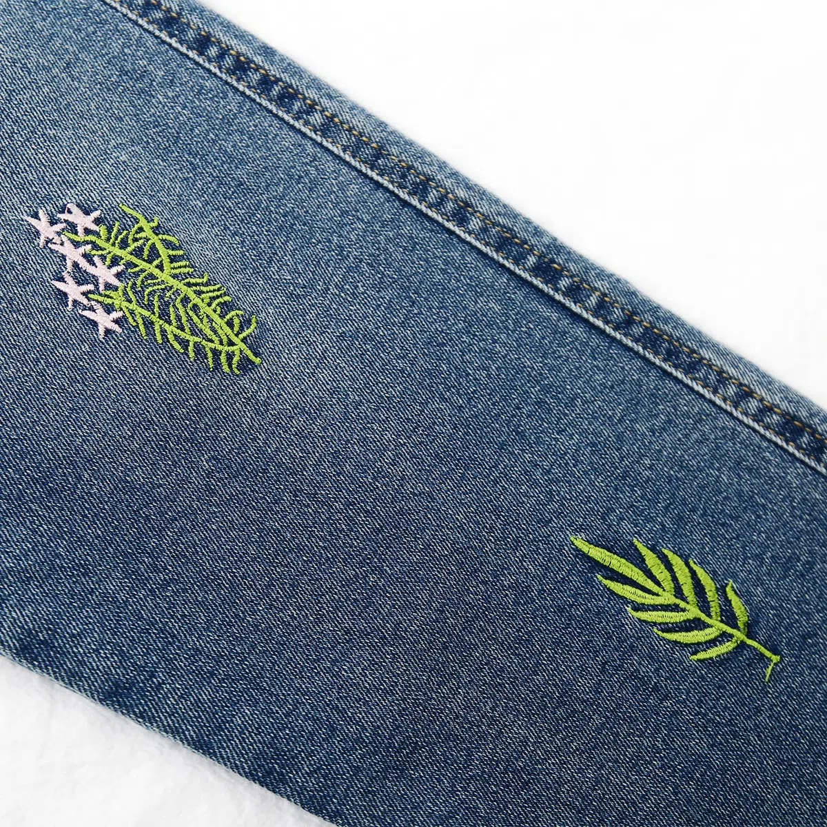 KIDSCOOL SPACE Jeans Ricamati da Bambina,Pantaloni con Fondo in Denim Elasticizzato in Vita da Bambina