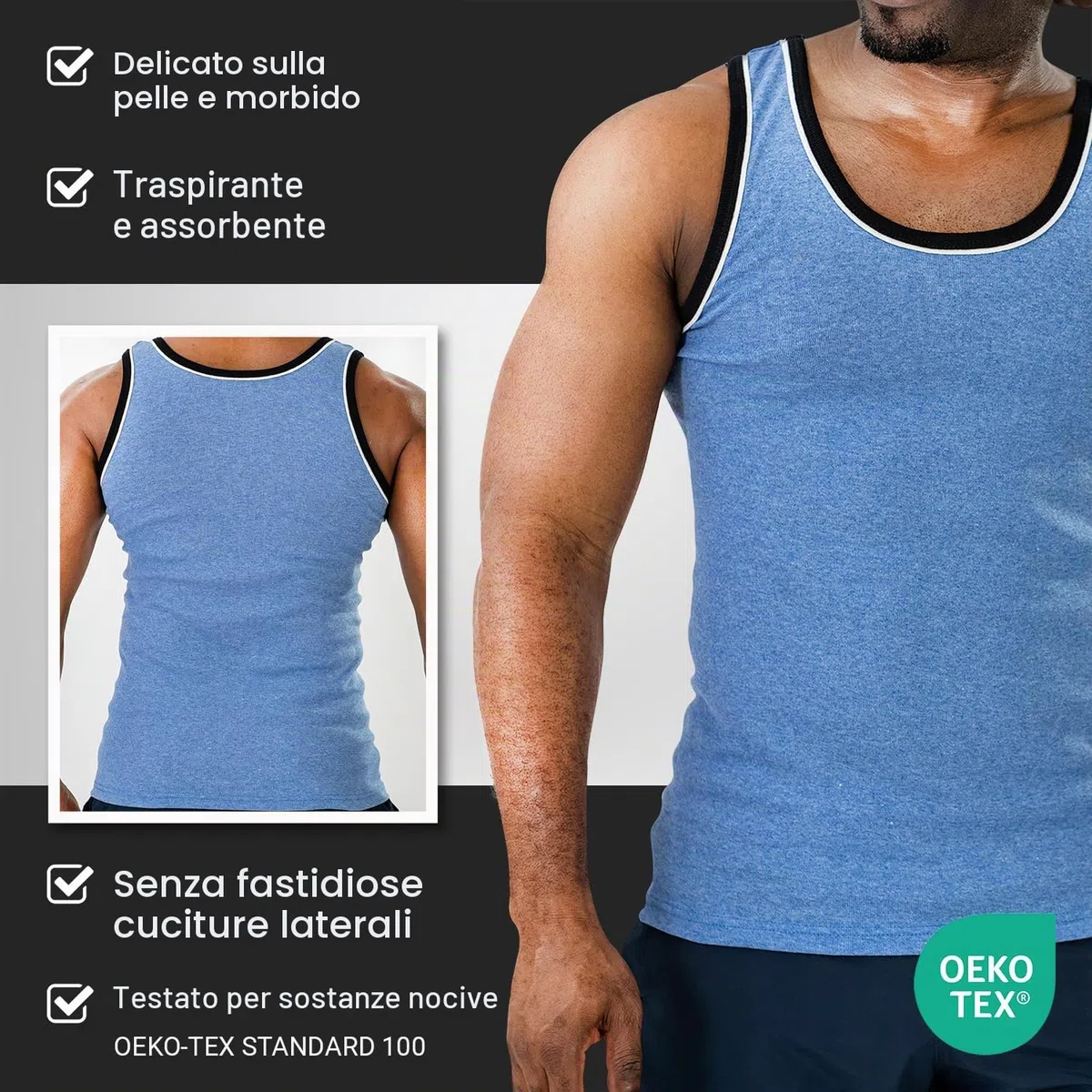 Confezione da MT® Canotta da uomo melange colori – uomo Canottiere Intime ascella camicie Sport camicie in confezione da 5 colori