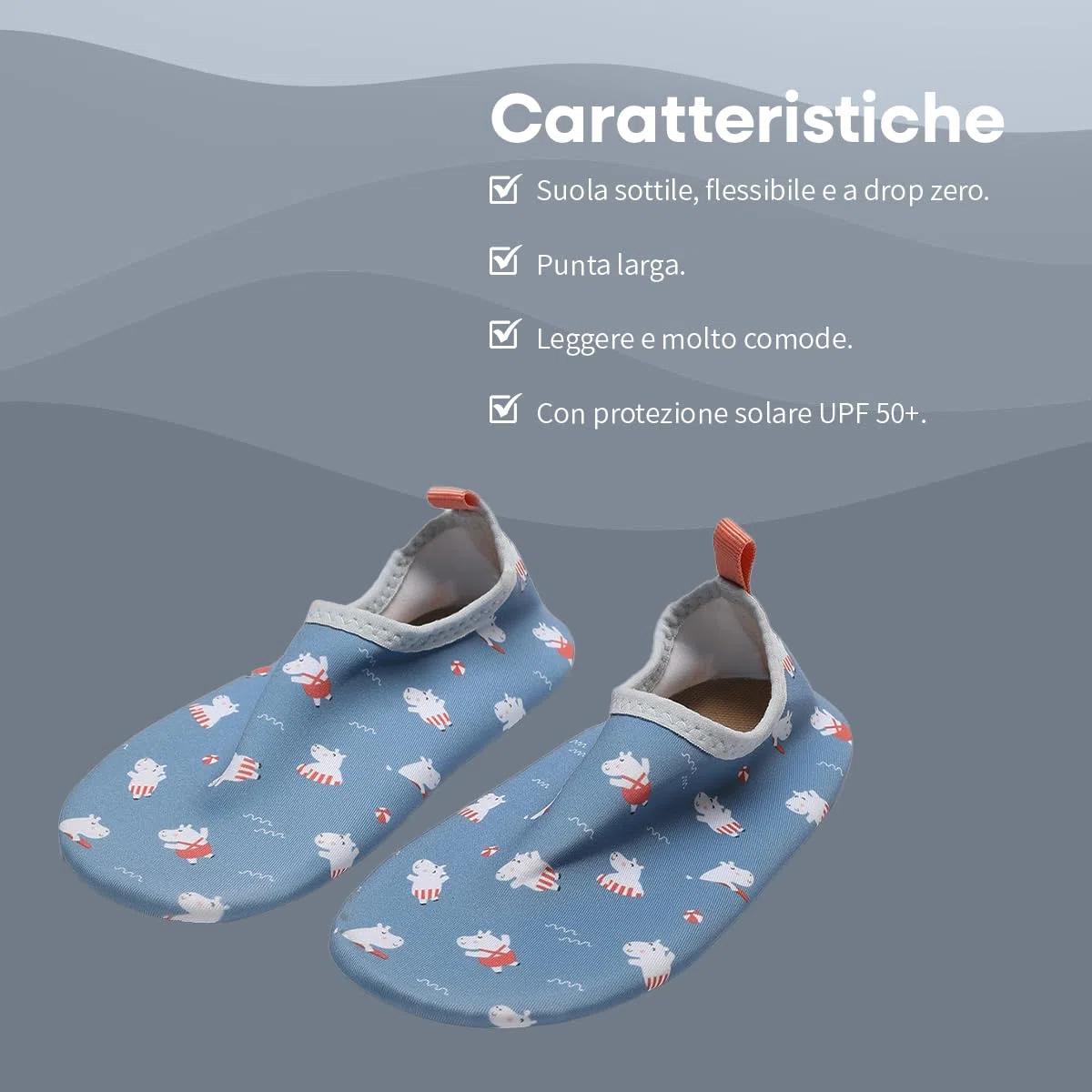 Scarpe acquatiche per bambini | Scarpe da spiaggia leggere con suola antiscivolo in EVA, facili da indossare, ideali per attività acquatiche