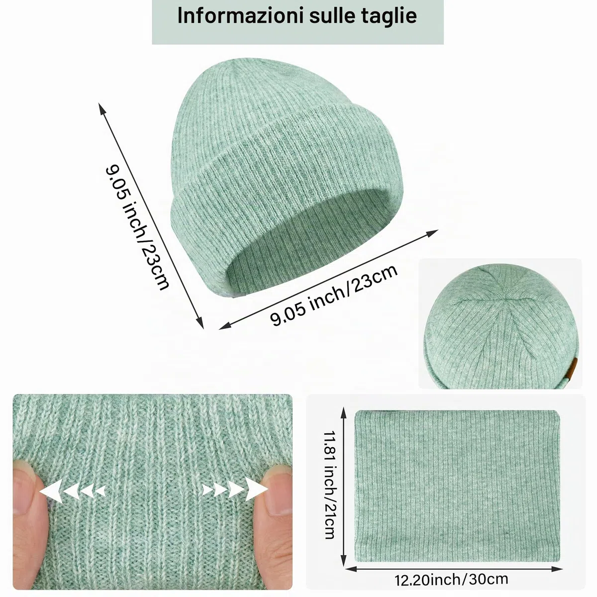 Donna Uomo Invernale Termici Cappello Sciarpa Touch Screen Guanti Set con Fodera in Pile, Invernali Berretto in Maglia Scaldacollo Regalo