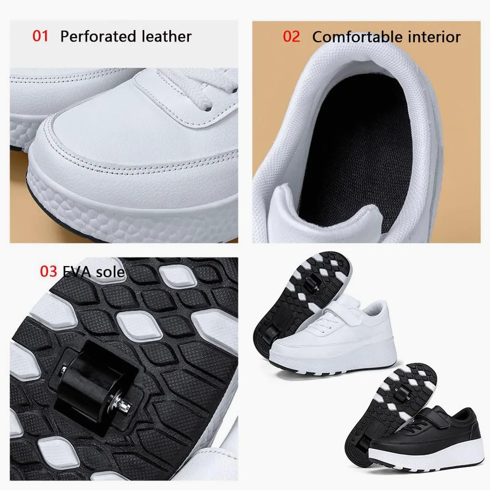 ENEN Scarpe con Rotelle Bambina, Sportive Scarpe da Skateboard, Doppia Ruote Skateboard Sneakers Outdoor Multisport Scarpe da Ginnastica da Pattini per Ragazze e Ragazzi