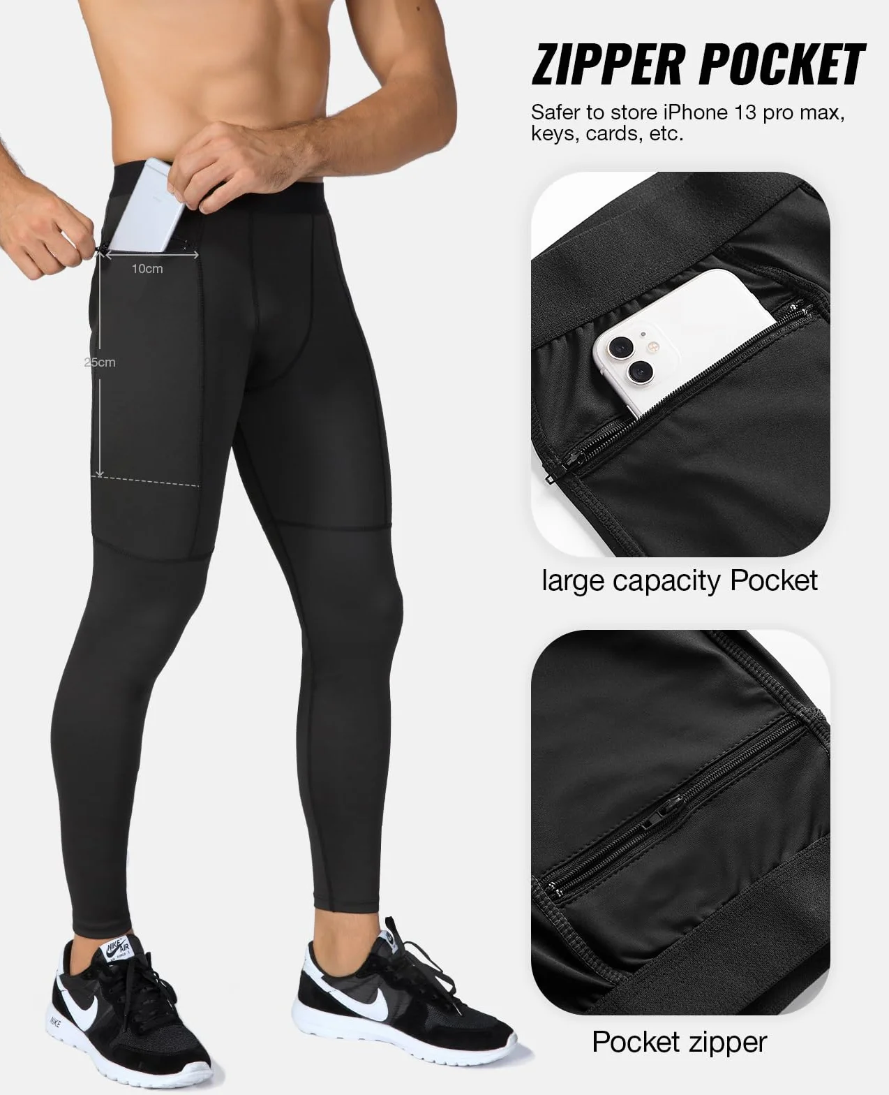 Niksa 2 Pezzi Leggings Sportivi Uomo Collant Running Fitness Pantaloni di Compressione