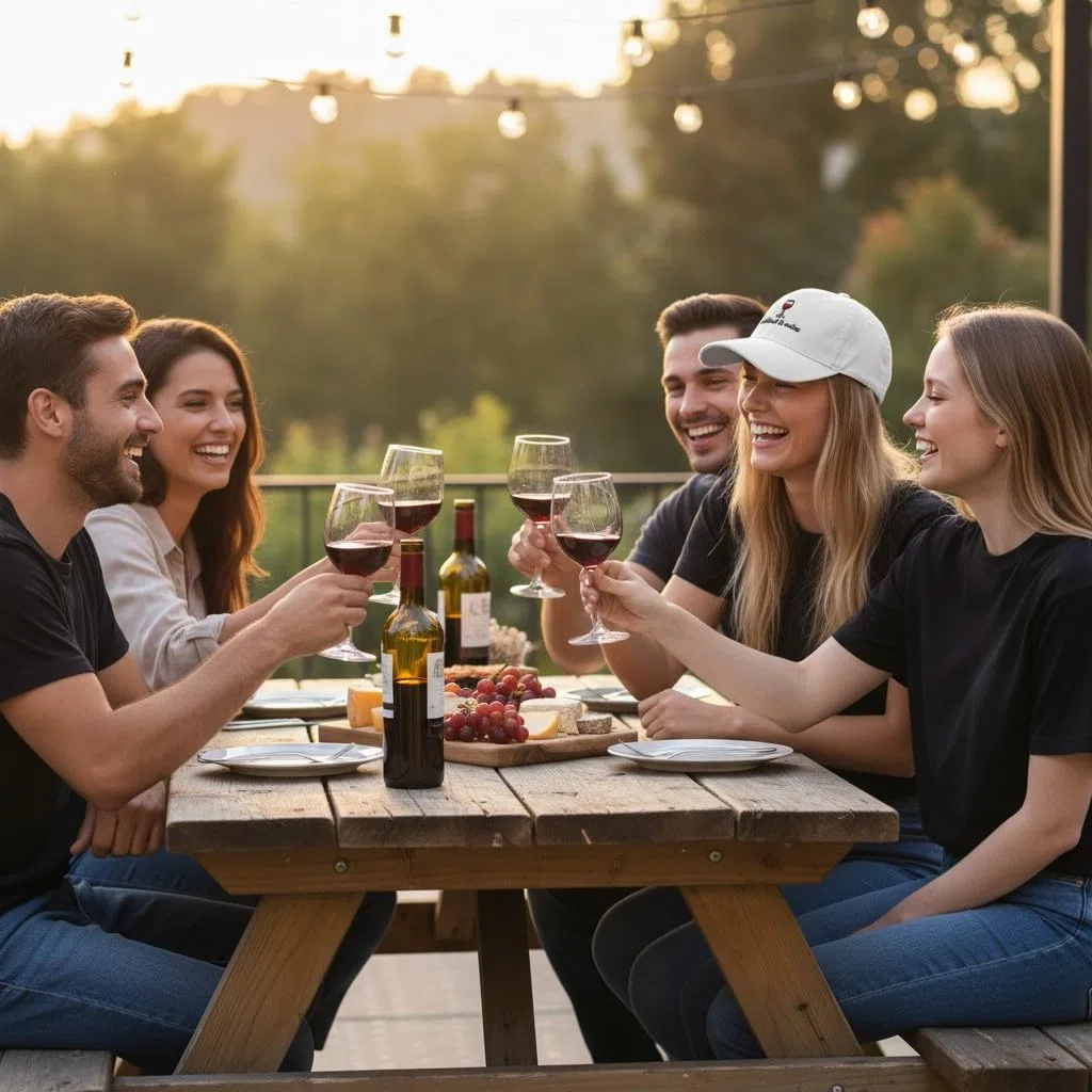Cappellino da festival bianco, motivo "Addicted to Wein/Caffè" con scritta "Addicted to Wein/Coffee" – Divertente berretto da baseball per uomo e donna – Cappuccio in cotone regolabile in stile
