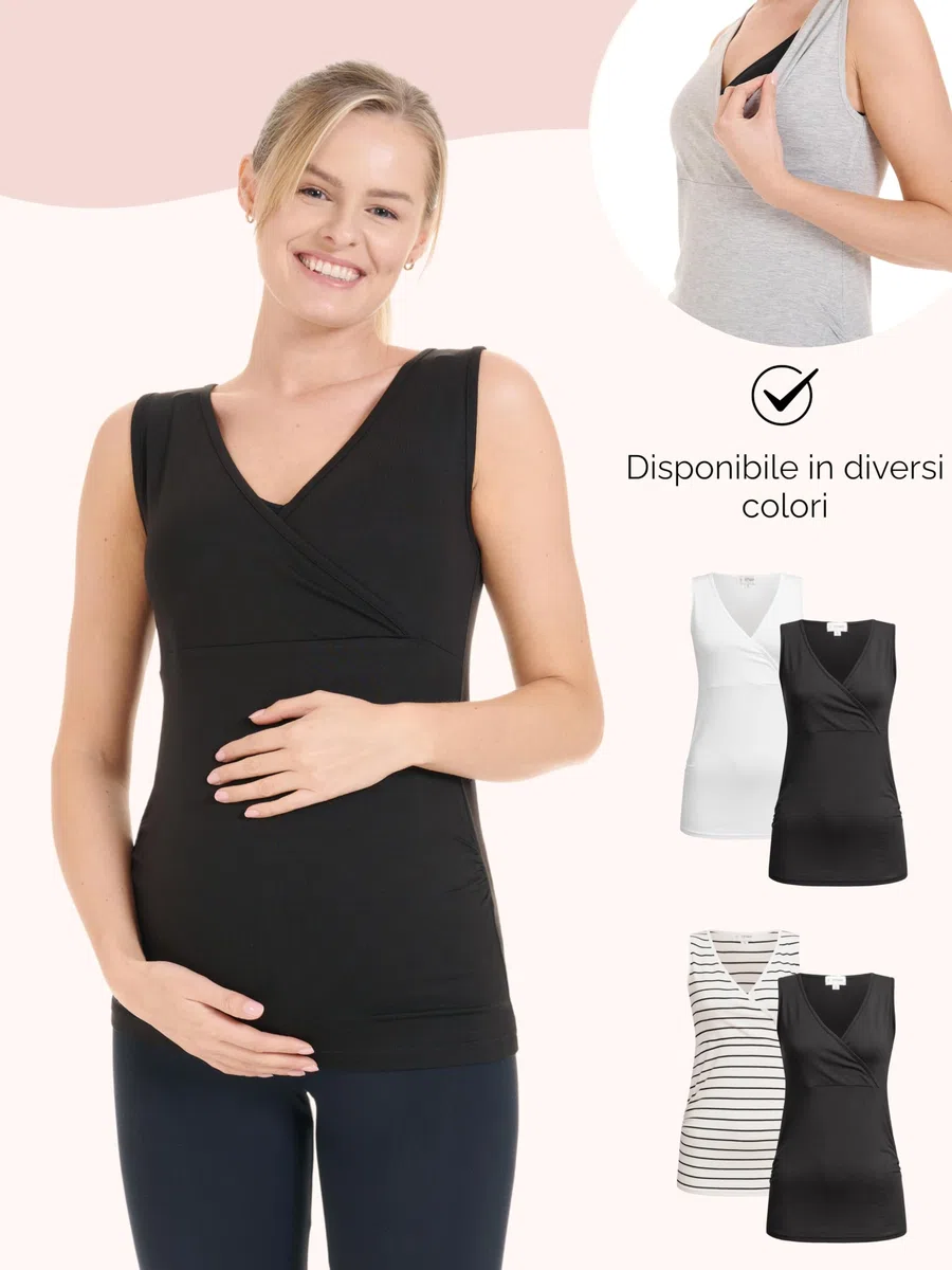 Herzmutter Canotta Allattamento Premaman Oeko Tex 100 - Top Allattamento, Morbida, Alta qualità, Camicia Premaman - 6700