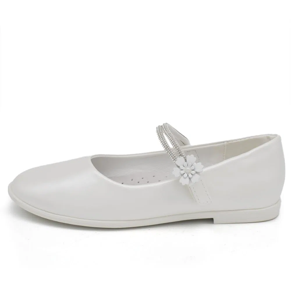 IF Scarpe Ballerine da Bambina Ragazza Perline Fiori Cerimonia Gioiello Comunione W7052