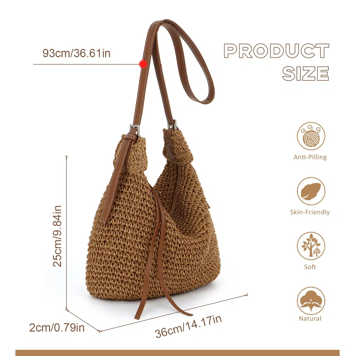 EVEOUT Borsa a tracolla in Rafia per Donna Estate Leggero Boho Borse Paglia Intrecciata per Spiaggia Vacanze Crossbody con Cerniera