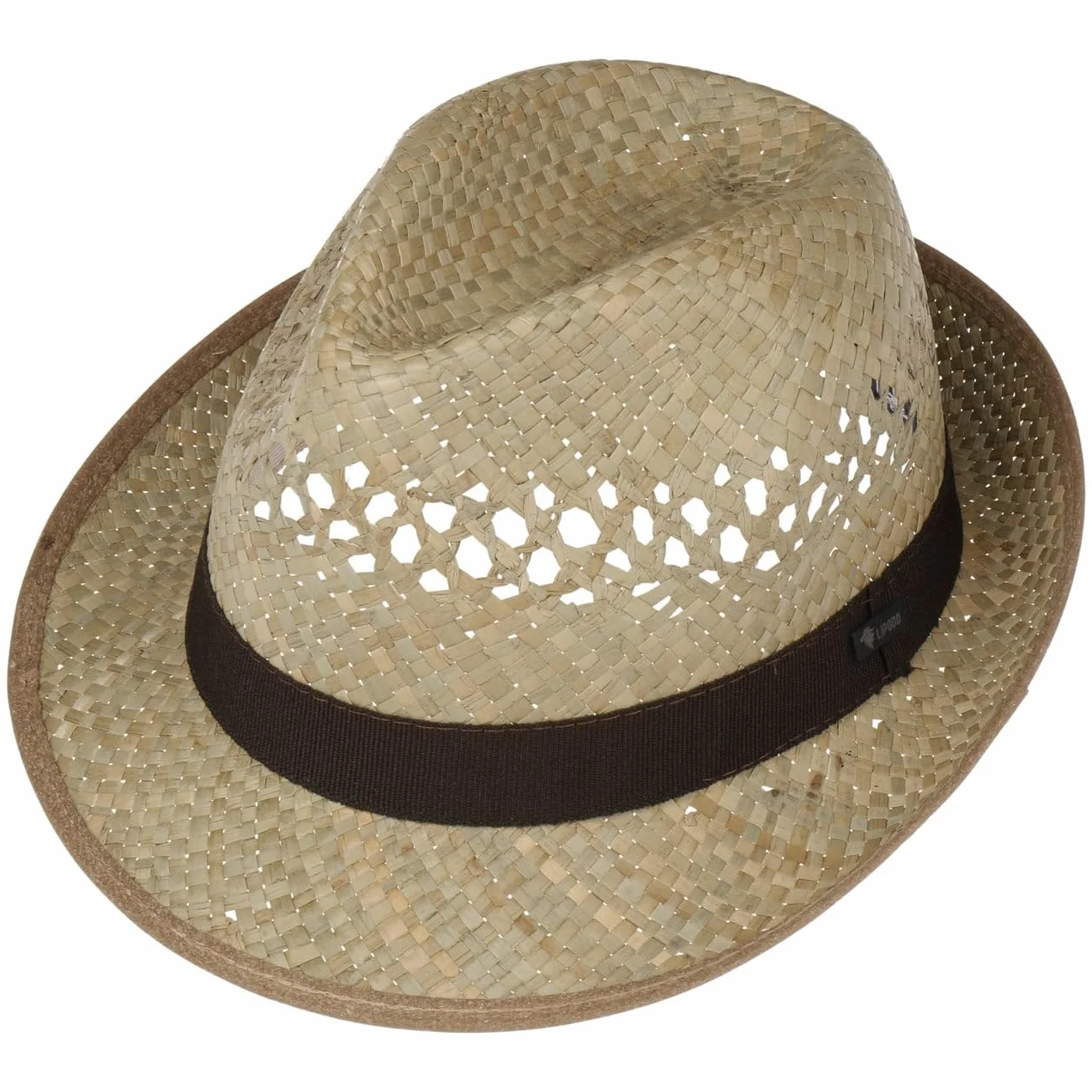 LIPODO Cappello di Paglia Trilby Donna Uomo Made in Italy Cappello Estivo Nastro in Gros-Grain Nero