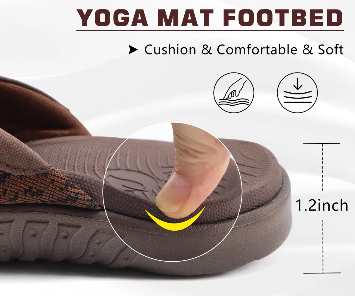 ONCAI Infradito Sandali Infradito in Pelle da Uomo Arch Support Scivoli Sportivi Pantofole con Suola in Schiuma Yoga