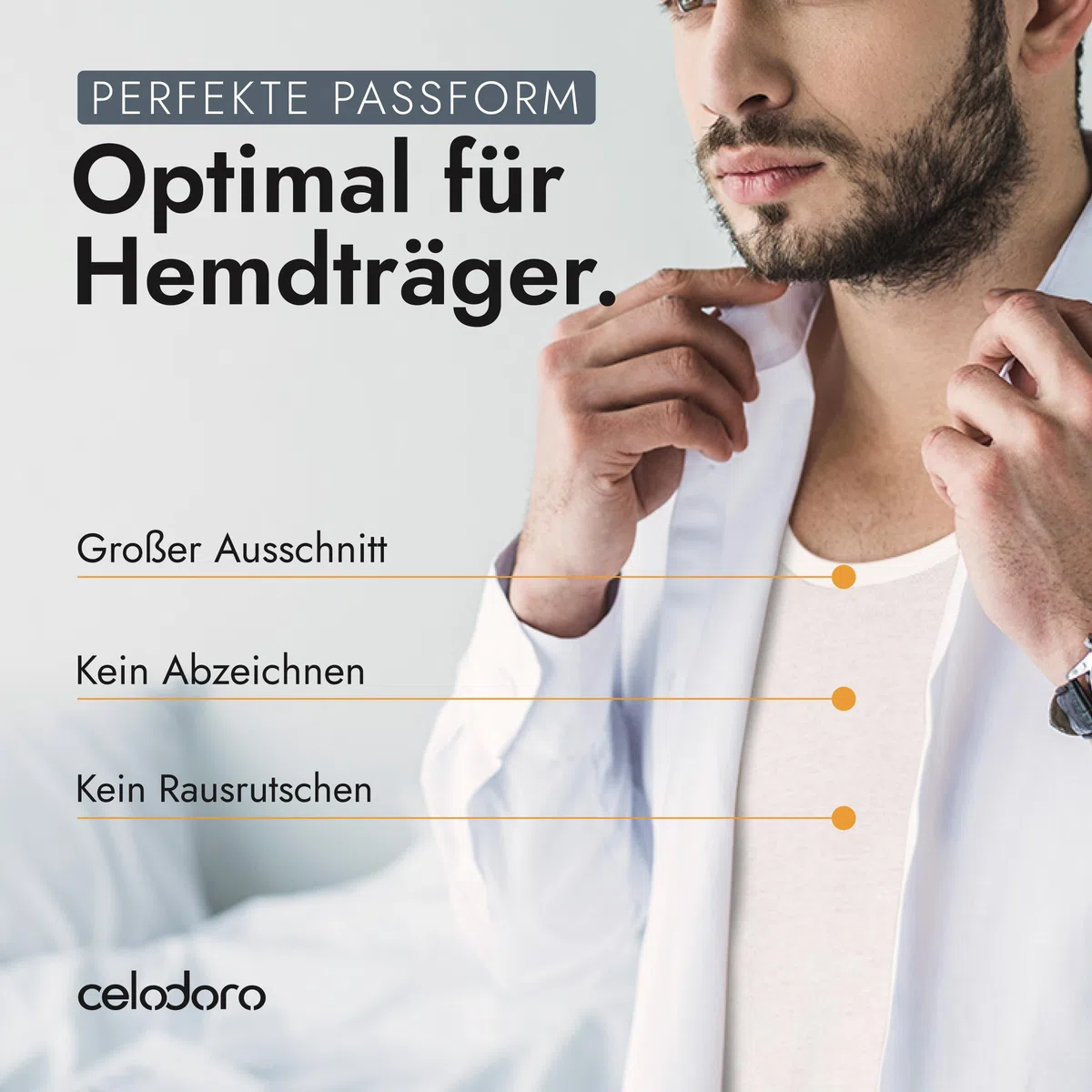 CELODORO - Canottiere da uomo lisce, 100% cotone pettinato, pretrattate, 5 pezzi, colore: bianco