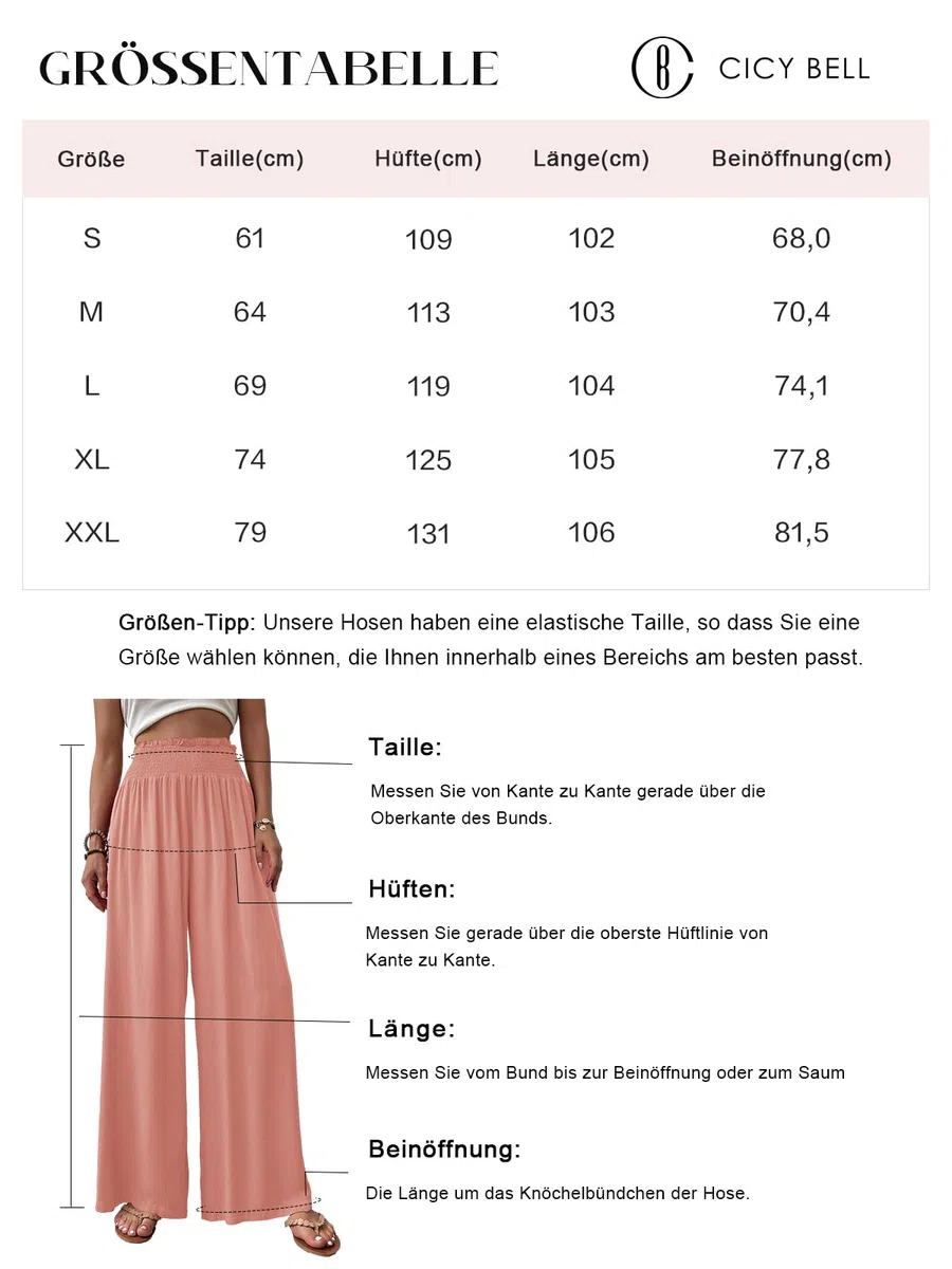 Cicy Bell Pantaloni Del Donna Dritto Locker Elastico Largo Pantaloni Da Gamba Vita Palazzo Pantaloni Con Tasche