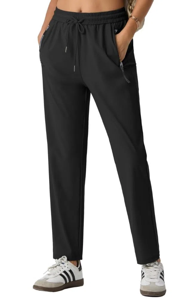 PrinStory Pantaloni da donna UK Quick Dry Walking Pantaloni con tasche con cerniera