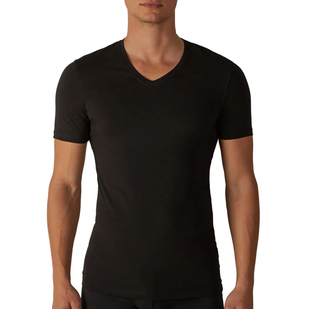 Irge - Set 3 Magliette Intime Uomo Cotone Elasticizzato Girocollo e Scollo V T Shirt Finissima Cuciture Piatte Intimo Maglietta Uomo Nera Bianca e Colorata