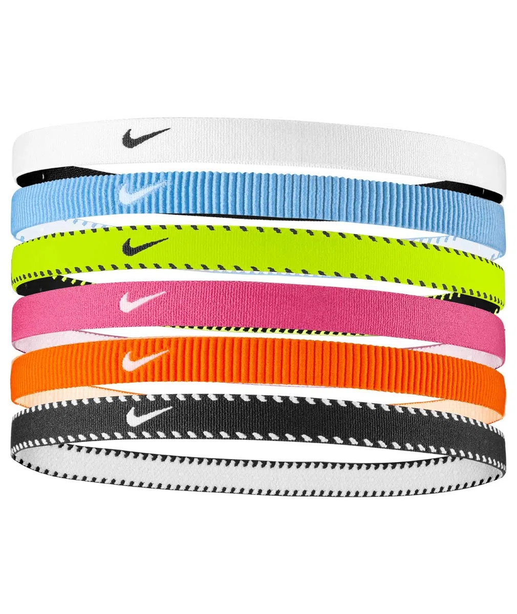 Nike Flex Classic Headbands 6PK Fasce Elastiche per Capelli Sport Volt (6 unità)