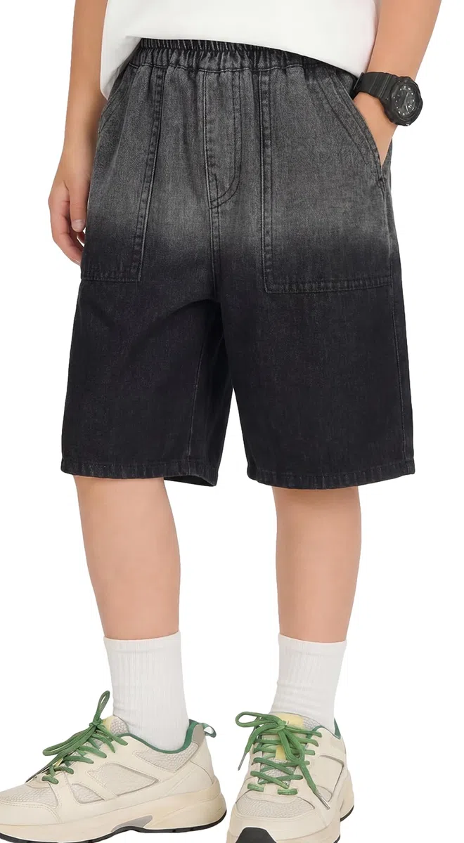 FEOYA Pantaloncini Denim Cargo per Bambini 5-15 Anni Bermuda Sportivi con Tasche Pantaloni Corti Comodi per Ragazzi