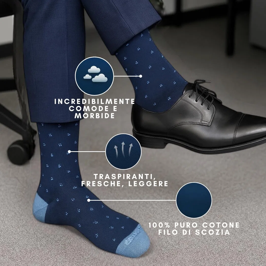 Lucchetti Socks Milano 6 paia Calze Uomo Lunghe Filo di Scozia Fantasia Cotone Colorate Pois Righe Disegni divertenti Made in Italy