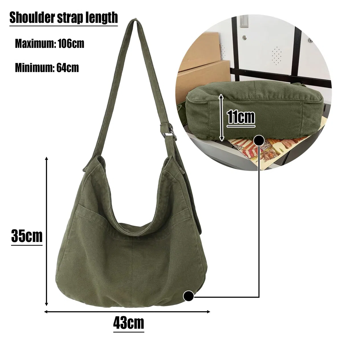 X SIM FITNESSX Unisex perizoma Bag Oxford borsa a tracolla singola per donna Shopping Bag quotidiano/ufficio/scuola/viaggio borsa in tessuto di moda (Verde Scuro)