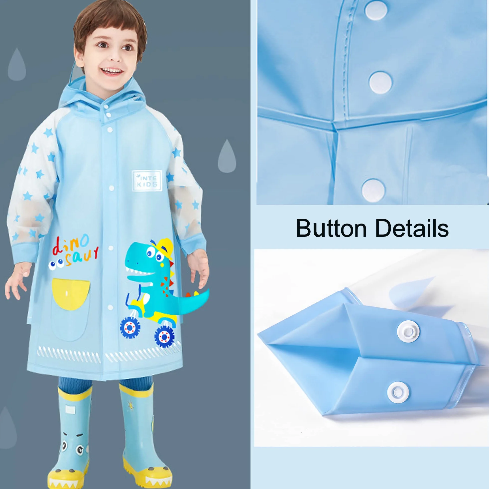 Fewlby Giacche Impermeabili Bambini Giacche da Pioggia Ragazzi Ragazze Poncho Impermeabile Cappotto di Pioggia con Cappuccio in cartone animato Mantella Pioggia 1-14 Anni