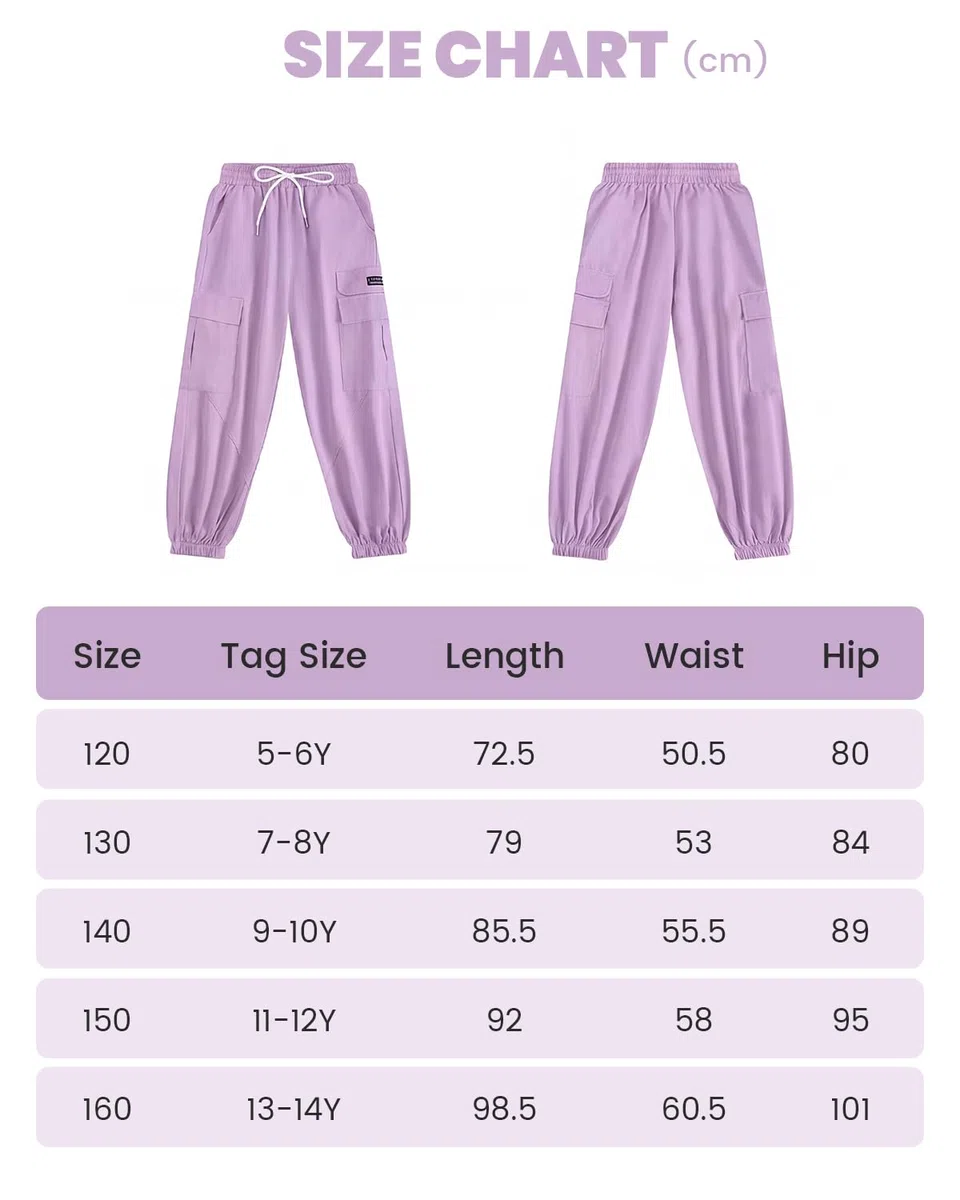 JiAmy Y2K - Pantaloni cargo da ragazza, stile streetwear, con tasche multiple, in cotone, a vita alta, stile hip hop, per danza e danza per bambini 5-14 anni