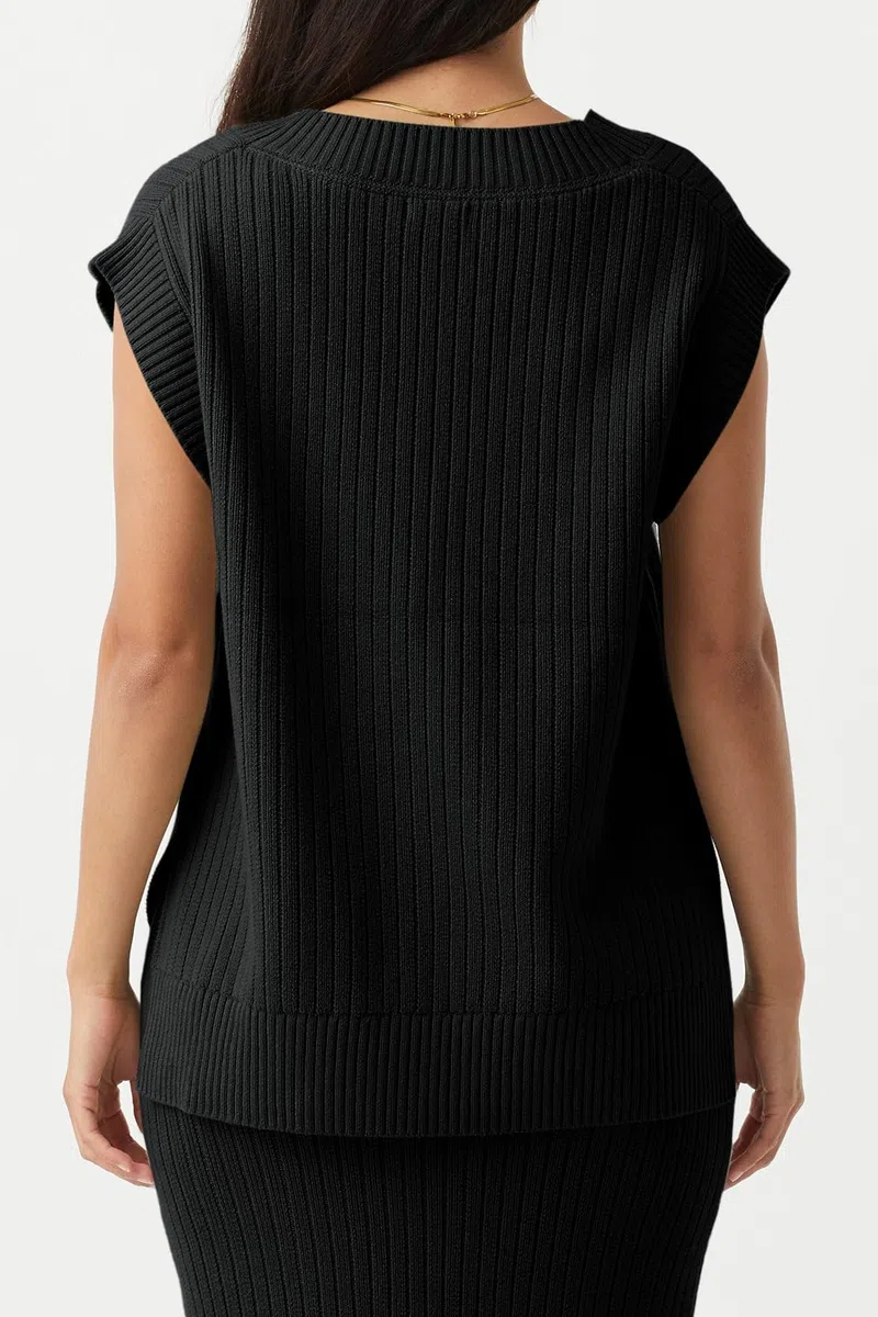 Saodimallsu Maglione da donna con scollo a V, oversize, senza maniche, leggero, estivo, elegante