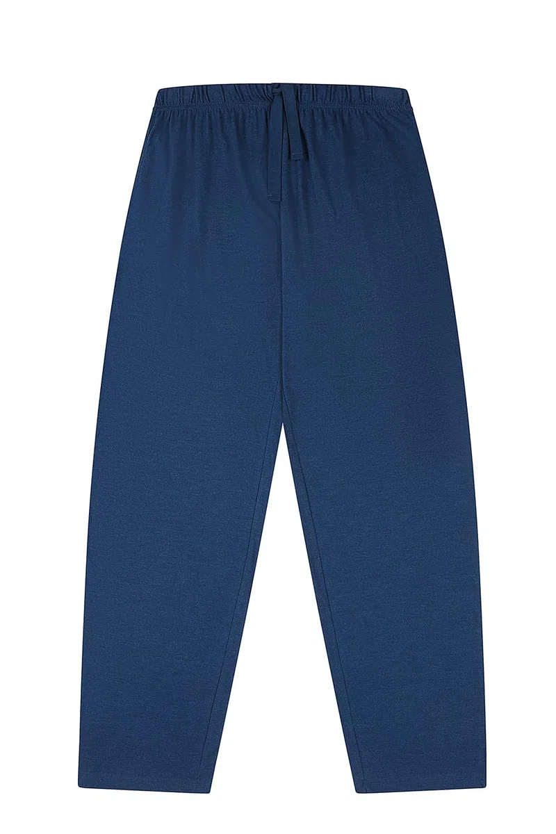 ThePyjamaFactory Pantaloni da pigiama per bambini, confezione da 2 pezzi, in cotone, colore blu e grigio