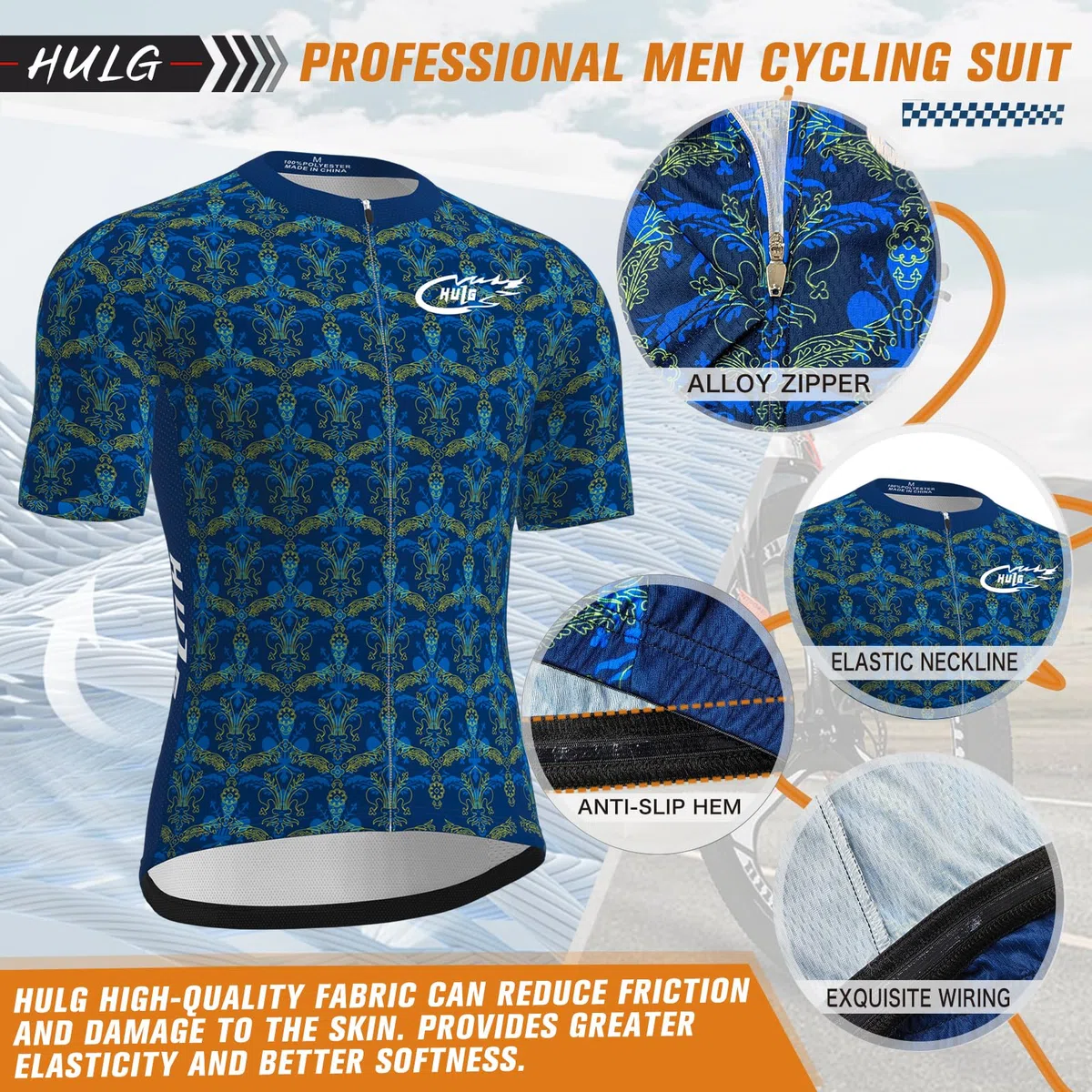 HULG Tuta Ciclismo Uomo,completo Uomo Manica Corta,completi Ciclismo Squadre,Tuta Da Triathlon Imbottita 9D, Traspirante E Ad Asciugatura Rapida, Ideale Per Allenamenti Di Ciclismo
