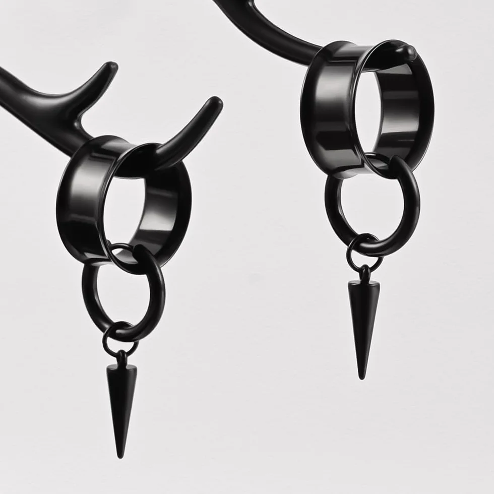 DOEARKO Dilatatori Lobo 1 Paia Dilatatore Piercing Orecchio in Acciaio Inossidabile Nero Cerchio Ear Stretching Piercing Corpo Gioielli per Uomini e Donne 8-22mm