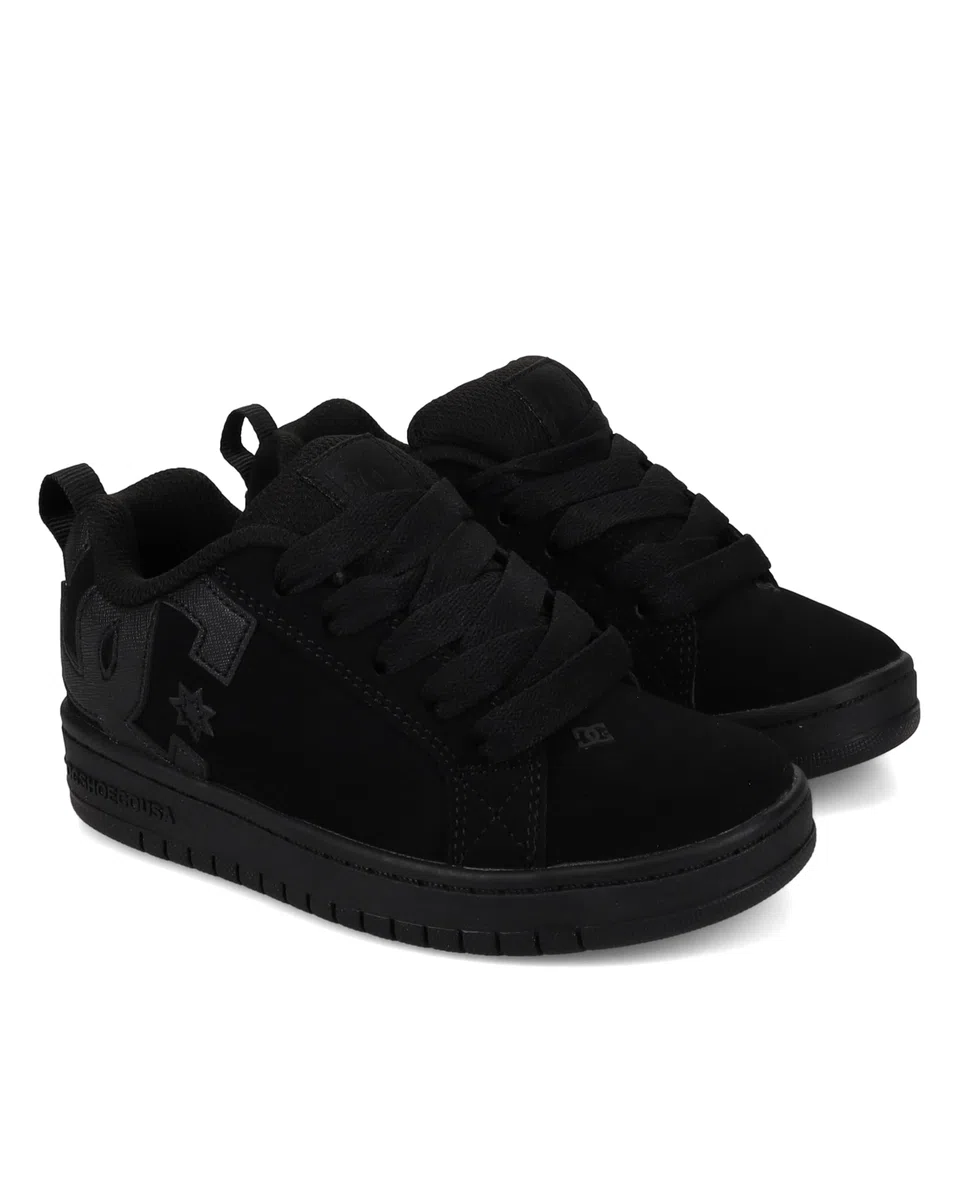 DC Boys' Court Graffik Skate Shoe Black, 5 M US Big Kid