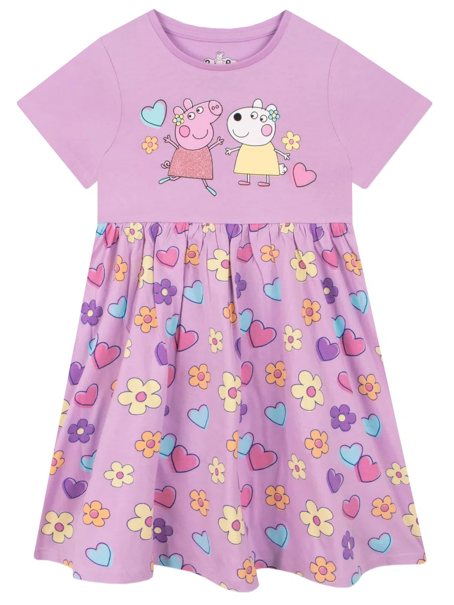 Peppa Pig Vestito Bambina | Vestito Estivo Ragazza Cotone | Abbigliamento Ragazza Manica Corta | Abiti in Cotone