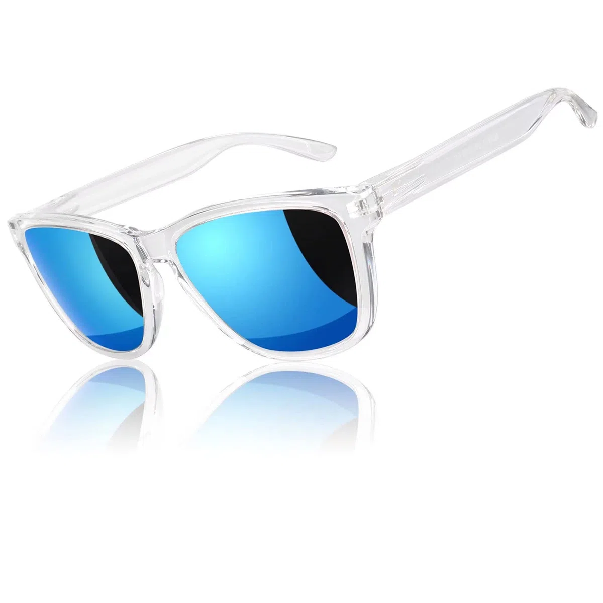 LINVO Occhiali da Sole Uomo Donna Polarizzati, Montatura Chiara Designer Protezione UV400 Guidare