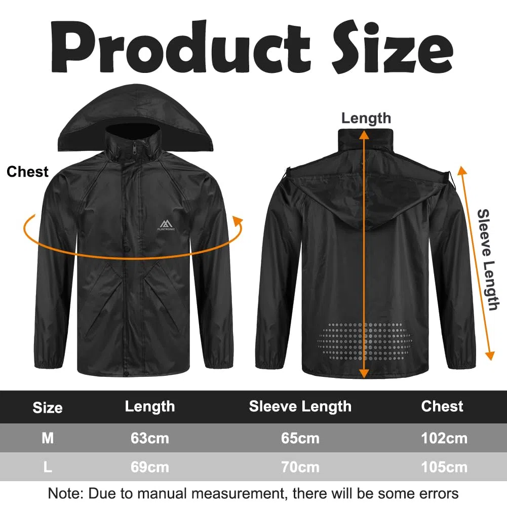 flintronic Giacca impermeabile Rain Jacket, Impermeabile Leggero Antivento con Cappuccio, per Bambini e Bambine, Impermeabile da Esterno per la Pioggia