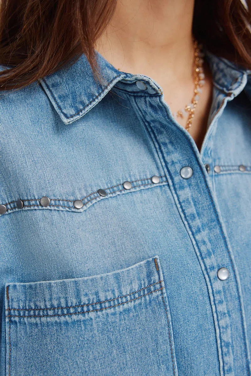 Springfield L/S Denim with Studs Shirt Camicia Donna