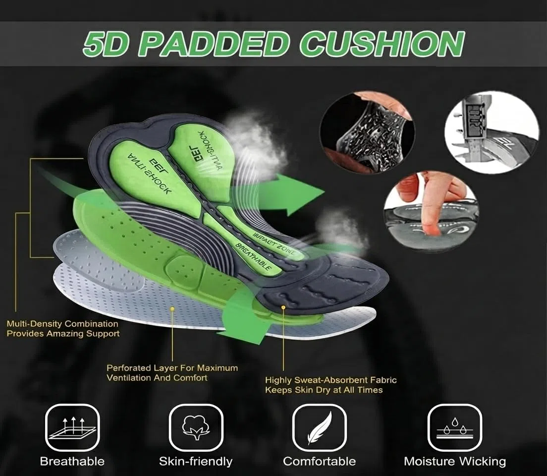 CXWXC Pantaloni da Ciclismo da Uomo con Imbottitura Spessa in Silicone, Pantaloni da Ciclismo da Uomo, Traspiranti, ad Asciugatura Rapida