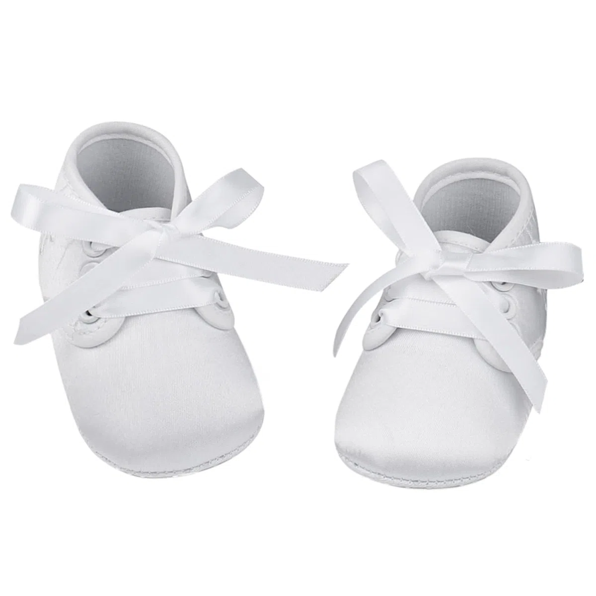 LACOFIA Scarpe da Battesimo per Neonato Scarpette da Culla Scarpine Primi Passi per Bambina con Suola Morbida Antiscivolo Bianco